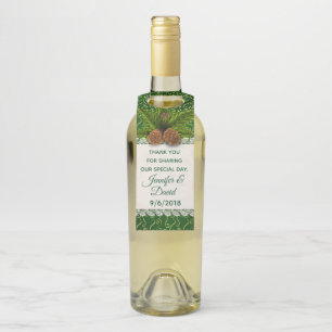 Étiquettes Pour Bouteilles Pine Cones Mariage d'hiver Vin cintre