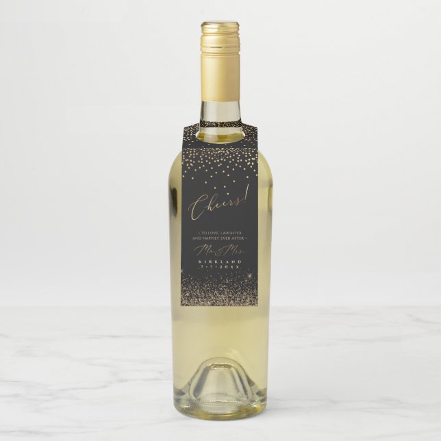 Étiquettes Pour Bouteilles PixDezines Faux Gold Luxury Script Cheers Parties  (Sur bouteille)