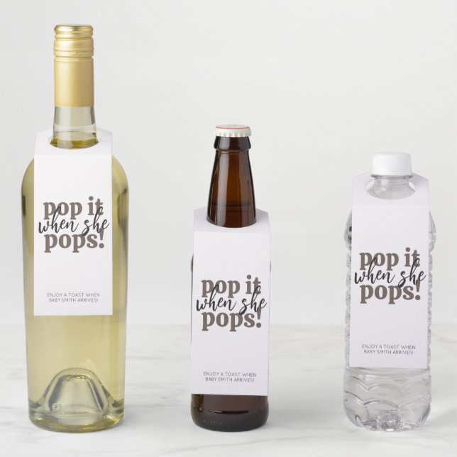 Étiquettes Pour Bouteilles Pop It When She Pops Baby shower Favoriser (En situation)