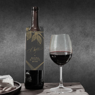 Étiquettes Pour Bouteilles Poussière d'or & contours Mariage Félicitations No