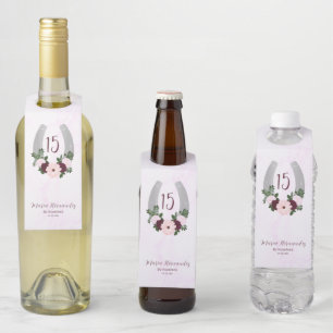 Étiquettes Pour Bouteilles Quinceanera Floral Western Horseshoe