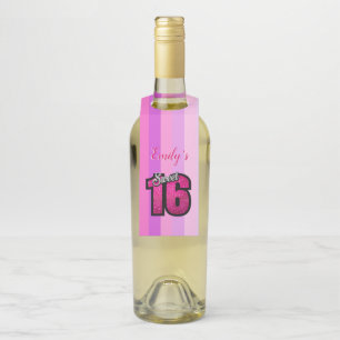 Étiquettes Pour Bouteilles Rayures violettes paillettes roses