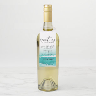 Étiquettes Pour Bouteilles Rencontrez-Nous à La Destination Mariage Teal Save