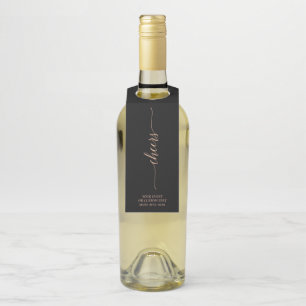 Étiquettes Pour Bouteilles Rose Gold et Noir Lettres Élégantes Tchin Fête