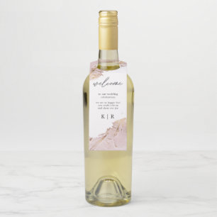 Étiquettes Pour Bouteilles rose textuel or Mariage Tags de porte-bouteille