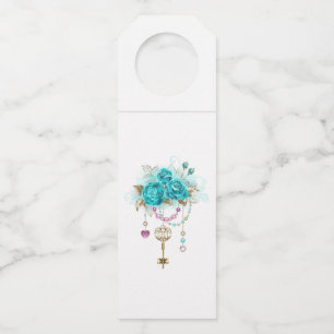Étiquettes Pour Bouteilles Roses turquoise avec touches