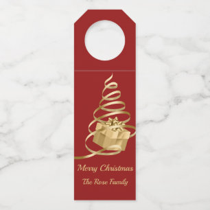 Étiquettes Pour Bouteilles Ruban d'or Noël Présente Bottle Hanger Tags