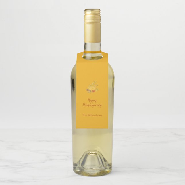 Étiquettes Pour Bouteilles Rustique Automne Automne Couleur Citrouille Thanks (Sur bouteille)