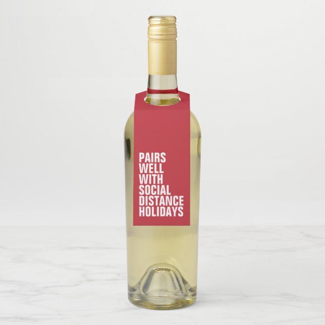 Étiquettes Pour Bouteilles Se marie bien avec les fêtes de distanciation soci (Sur bouteille)
