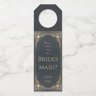 Étiquettes Pour Bouteilles Seras-tu Bridesmaid Proposition Vintage Blue Gold