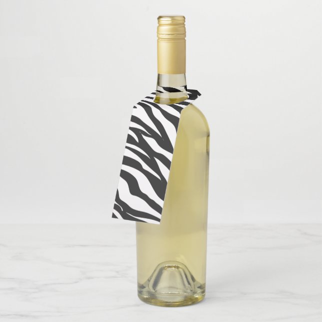 Étiquettes Pour Bouteilles Soirée d'anniversaire en safari imprimé noir blanc (Incliné)