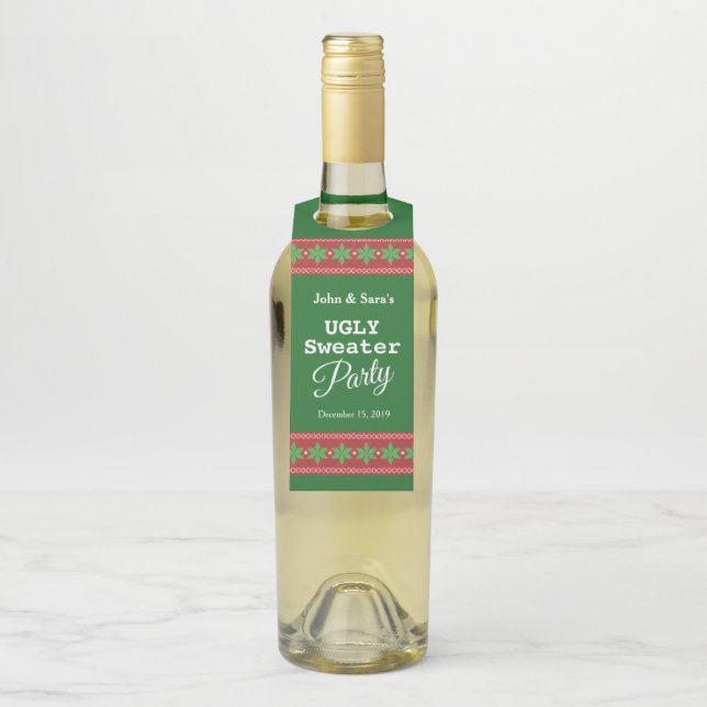 Étiquettes Pour Bouteilles Soirée de Noël affreuse, personnalisée (Sur bouteille)
