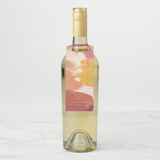 Étiquettes Pour Bouteilles Soleil de Terracotta | Mariage de monogramme (Sur bouteille)