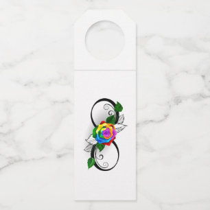 Étiquettes Pour Bouteilles Symbole infini avec rose arc-en-ciel