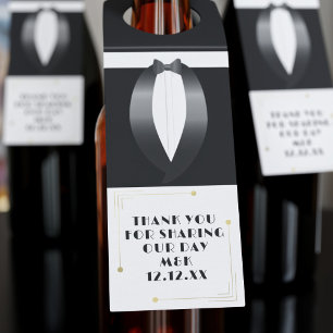 Étiquettes Pour Bouteilles Tag de porte-bouteille Mariage Tuxedo Merci des an