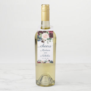 Étiquettes Pour Bouteilles Tag Marsala Floral Mariage Wine Bottle Hanger