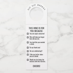 Étiquettes Pour Bouteilles Tags Sip Sip Hooray Bottle