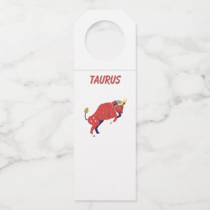 Étiquettes Pour Bouteilles Taureau blanc, zodiaque, impression de signe du zo