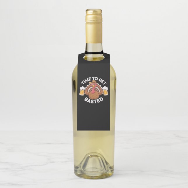Étiquettes Pour Bouteilles Temps To Get Basted Funny Beer Thanksgiving Turkey (Sur bouteille)