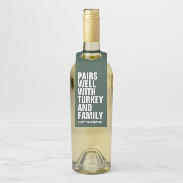 Étiquettes Pour Bouteilles Thanksgiving drôle vin vert (Sur bouteille)