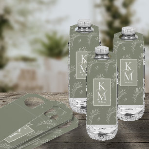 Étiquettes Pour Bouteilles Tons de couleur Eucalyptus Mariage Vert ID901