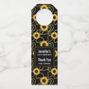 Étiquettes Pour Bouteilles Tournages Jaunes Classieux Tournesols Motif Élégan