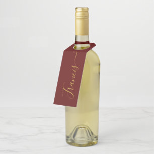 Étiquettes Pour Bouteilles Typographie Élégante Bourgogne et Or