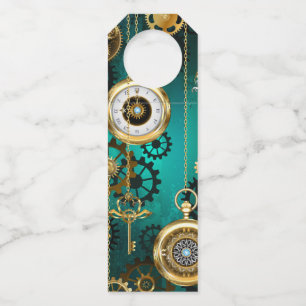 Étiquettes Pour Bouteilles Veille bijoux Steampunk sur un Arrière - plan vert