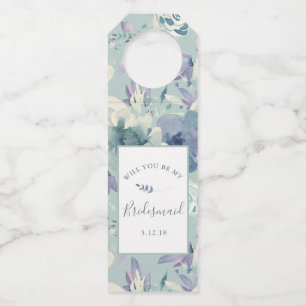 Étiquettes Pour Bouteilles Vert menthe et floral aquarelle lavande Demoiselle