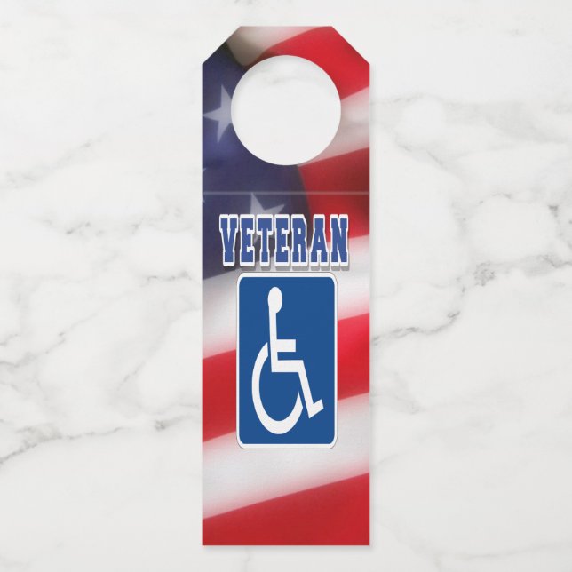 Étiquettes Pour Bouteilles Vétéran Handicapé Handicapé USA (Devant)