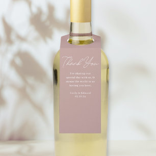Étiquettes Pour Bouteilles Vin de mariage rose poussiéreux moderne