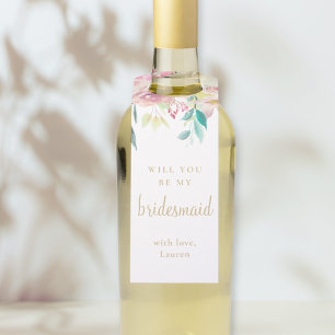 Étiquettes Pour Bouteilles Vin de Proposition de Demoiselle d'Honneur Floral 