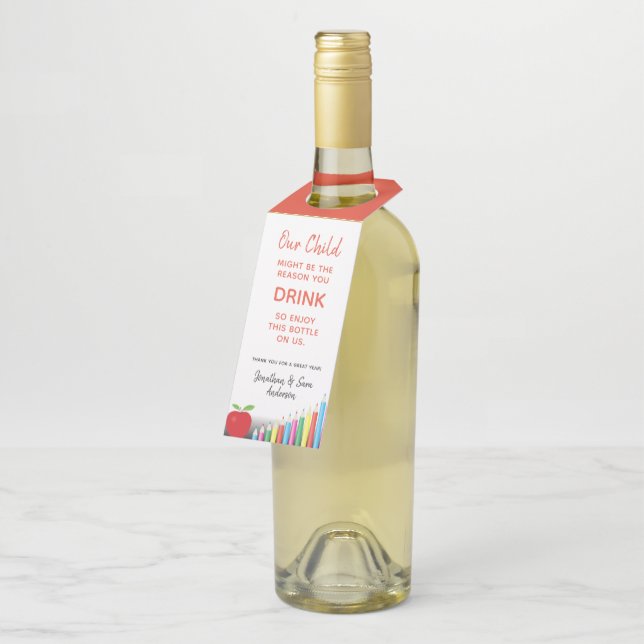 Étiquettes Pour Bouteilles Vin drôle de l'appréciation | de professeur (Incliné)