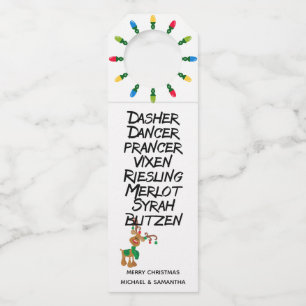 Étiquettes Pour Bouteilles Vin Lover Reindeer Noms Drôle Noël