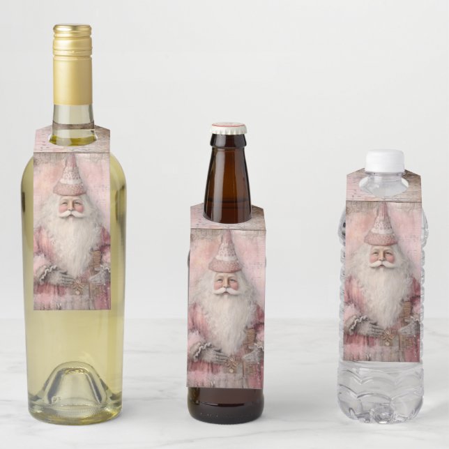 Étiquettes Pour Bouteilles Vintage Père Noël (En situation)