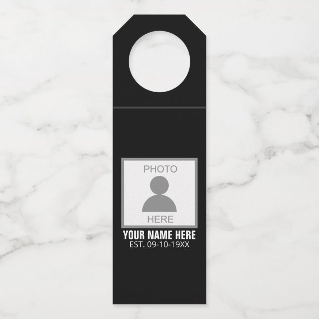 Étiquettes Pour Bouteilles Votre photo ici Nom et Âge (Devant)