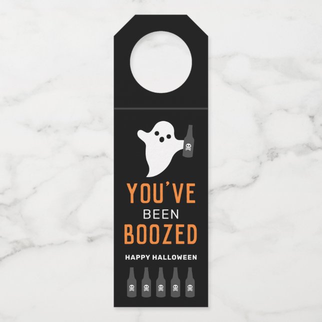 Étiquettes Pour Bouteilles Vous avez été Boozed Orange et Black Halloween (Devant)
