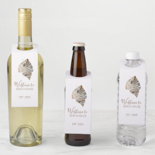 Étiquettes Pour Bouteilles Watercolor Seashell Beach House