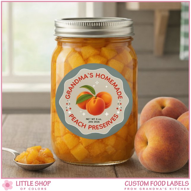 Étiquettes pour pot de confiture de pêche maison (Créateur téléchargé)