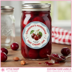 Étiquettes pour pots de confiture de cerise maison