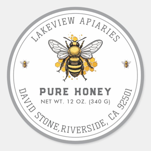 Étiquettes Premium Pure Honey Jar | Personnalisé s (Devant)