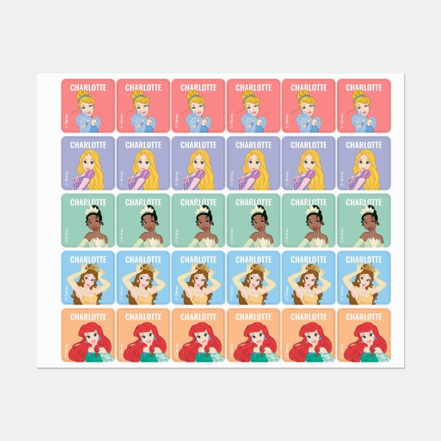 Étiquettes Princesse Disney personnalisée | Retour aux Étique (Feuille)