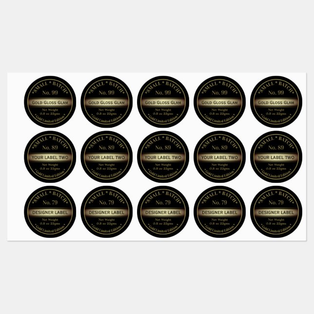 Étiquettes Produit de beauté Black Gold (Feuille)