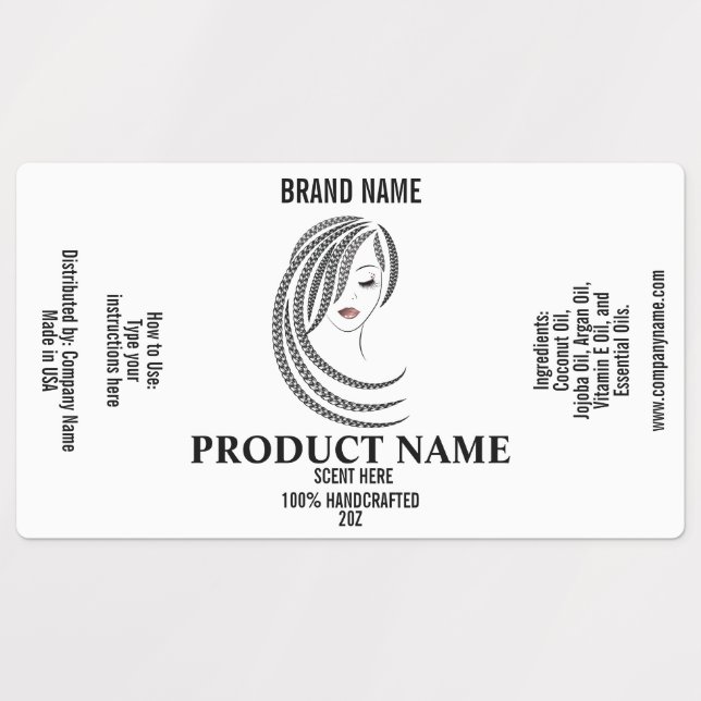 Étiquettes Produit de cheveux Braids cheveux tressés emballag (Design 1)