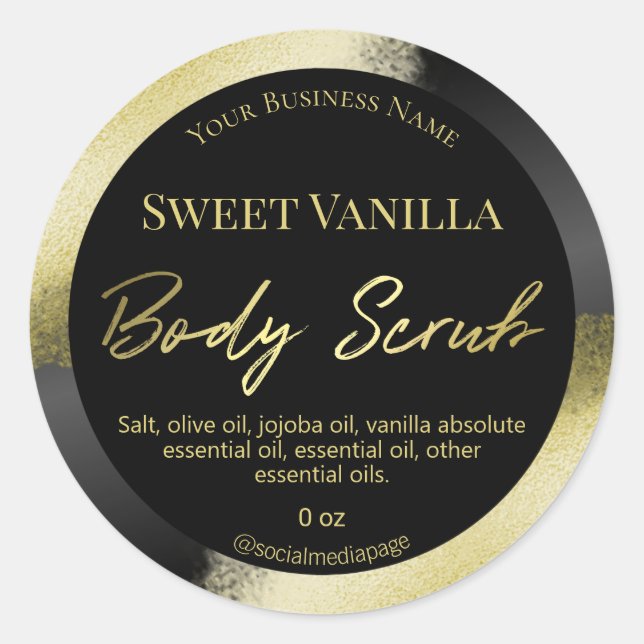 Étiquettes professionnels Glam Black Gold Ink Body (Devant)