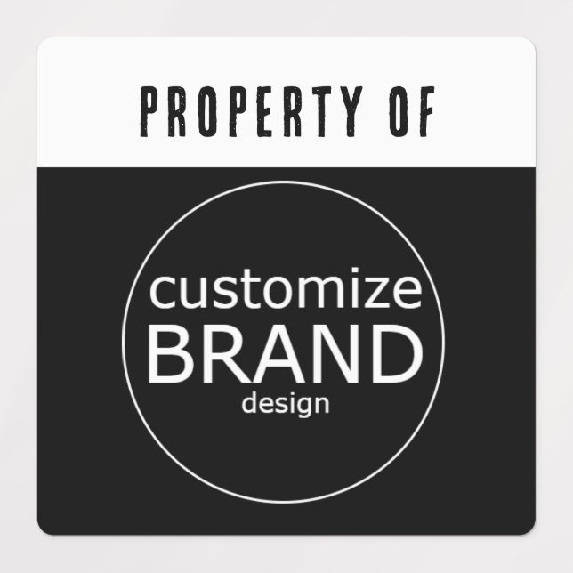 Étiquettes Propriété Noir et Blanc de l'entreprise Logo d'ent (Design 1)