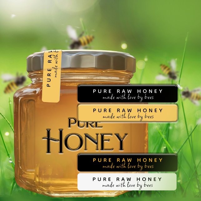 ÉTIQUETTES PURE HONNEY RAW FAIT AVEC AMOUR PAR BEES MINI ÉTIQ (Créateur téléchargé)