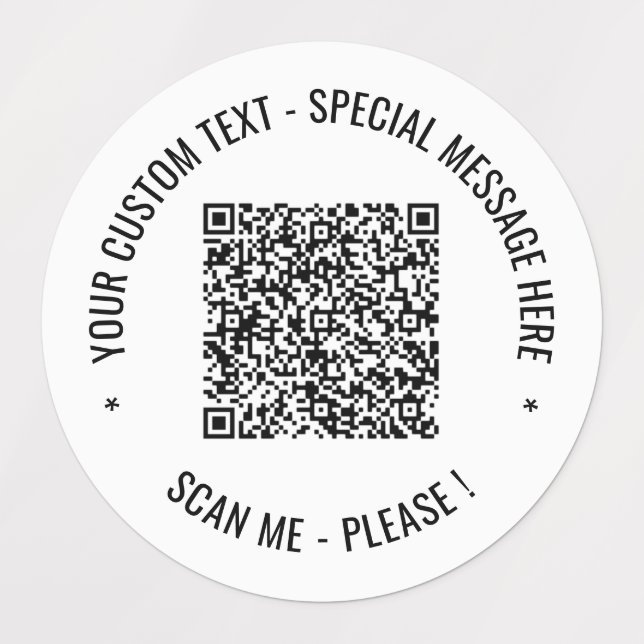 Étiquettes QR Code Scan Info Texte et couleurs personnalisés  (Design 1)