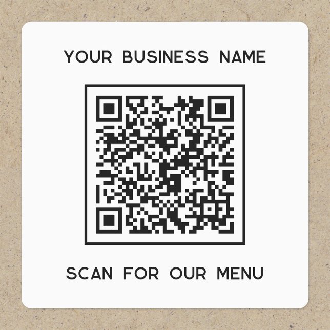 Étiquettes QR Code Text Business Scan for Menu (Small business menu QR code and text sticker)