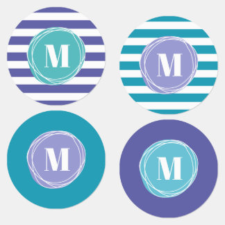 Étiquettes Rayures Monogrammes modernes